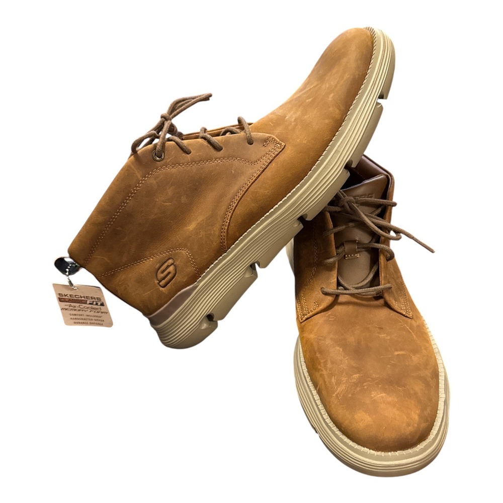 Skechers Chukka Boot Mens 11.5 Brown Leather Memory Foam 204903